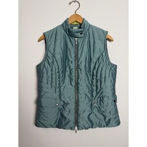 Sigrid Olsen Women's Teal Blue Sleeveless Full Zip Puffer Vest Size‎ Medium Golf